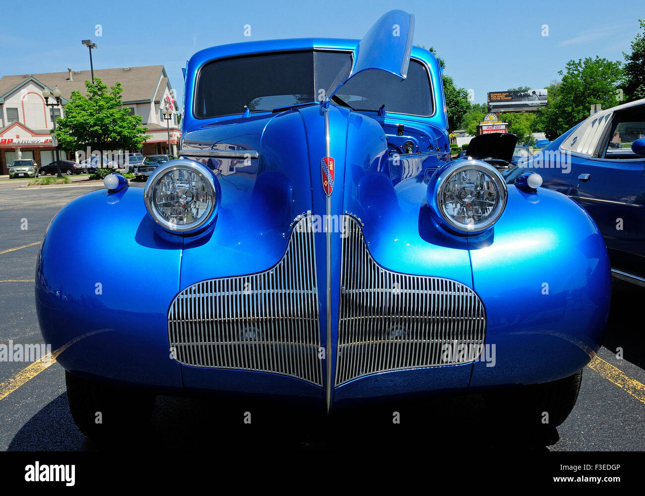 Blue Hot Rod at car show. Stock Photo