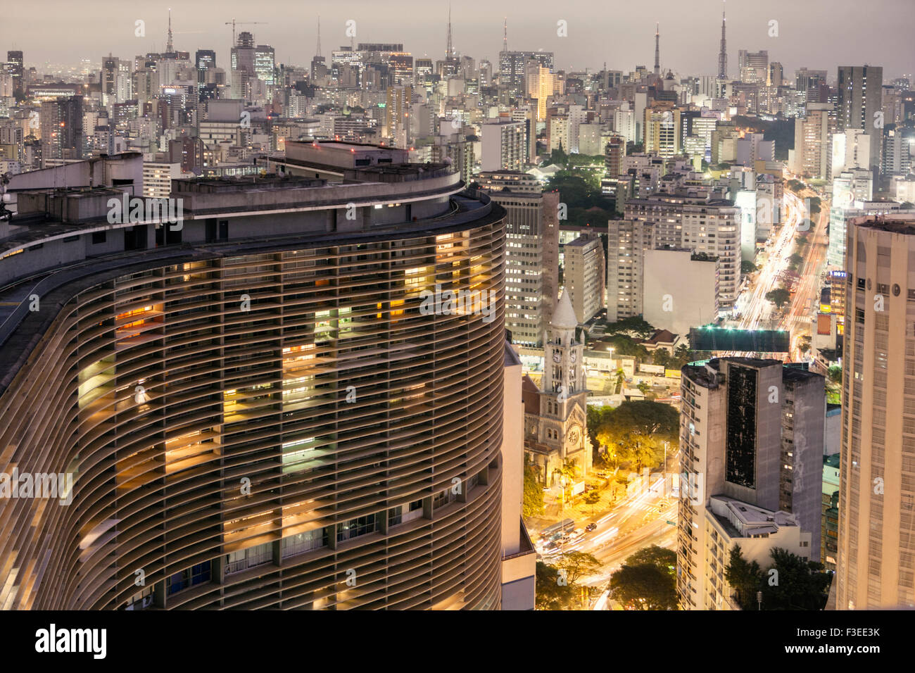 Oscar Niemeyer's Edificio Copan and central Sao Paulo Stock Photo