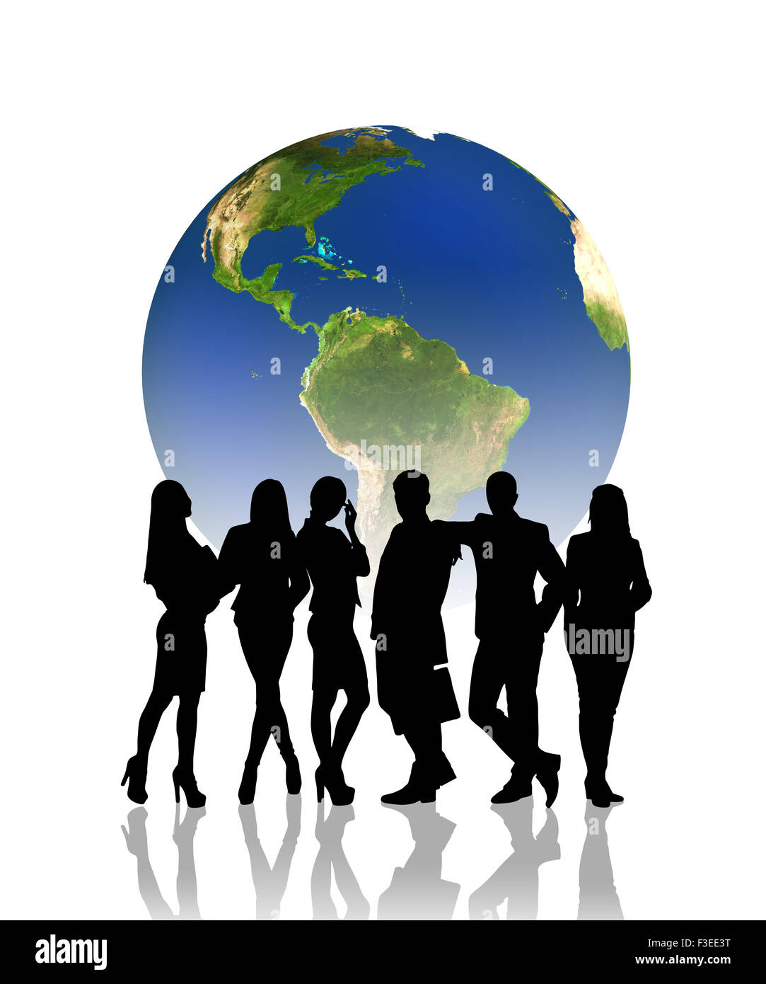 People silhouettes in front of the globe Stock Photo - Alamy