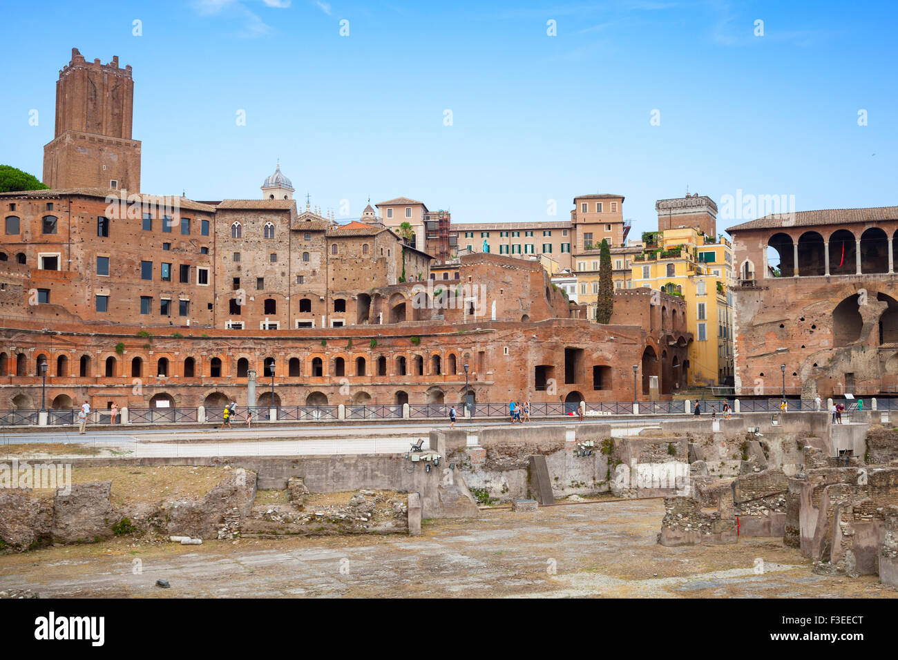 Ruined remains of ancient Imperial forums in Rome Italy Stock Photo