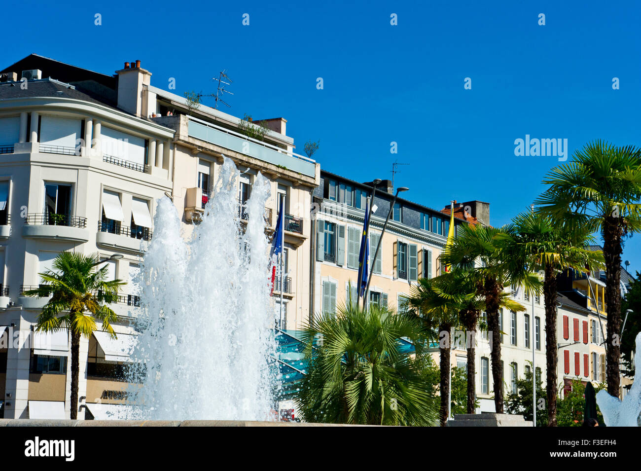 Fountain in Place Clemenceau, Pau, Pyrenees Atlantiques, France Stock Photo
