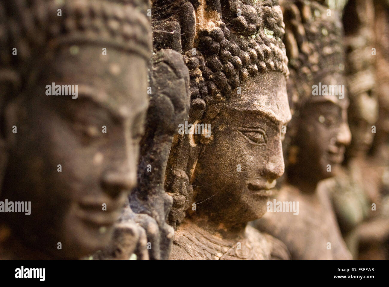 Bas-relief on the terrace of Leper King. Angkor Thom. The Terrace of the Leper King (or Leper King Terrace), (Preah Learn Sdech Stock Photo