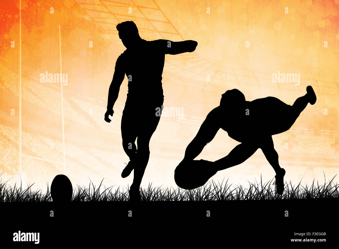 Composite image of silhouette of rugby player Stock Photo - Alamy
