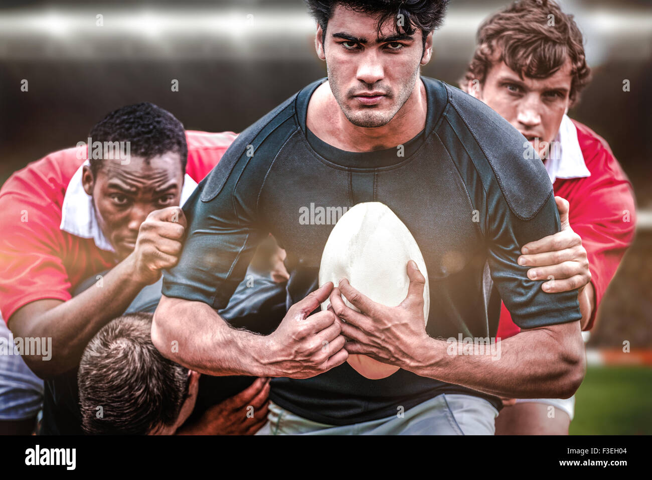Composite image of rugby fans in arena Stock Photo - Alamy