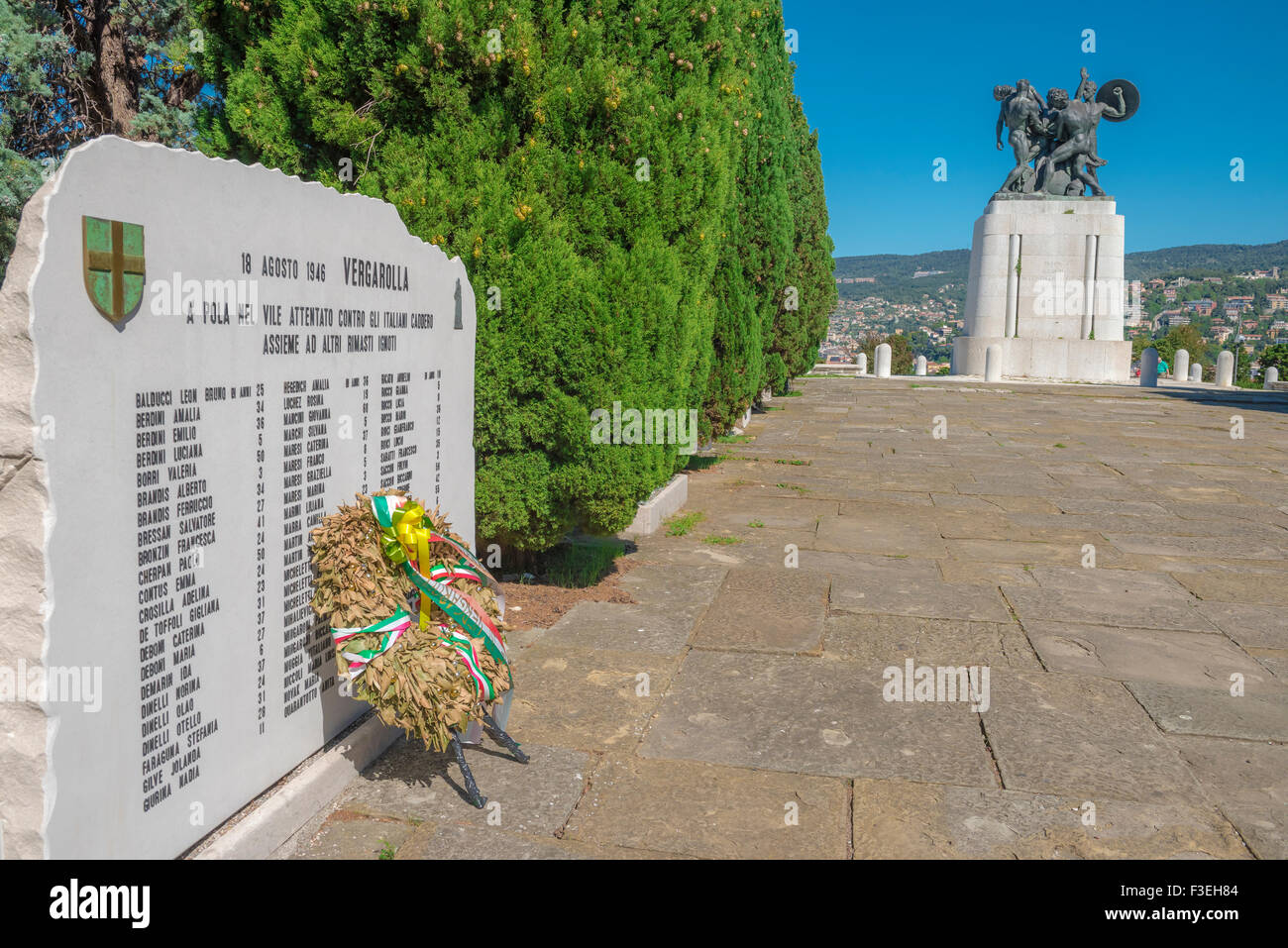 Trieste San Giusto Hill, war memorials on the summit of the San Giusto hill in the old quarter of Trieste, Italy. Stock Photo