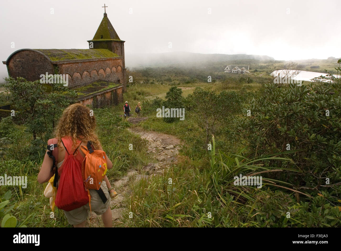 Abandoned church of the former hill station built by the French in the Bokor National Park. Bokor Hill Station. National park of Stock Photo