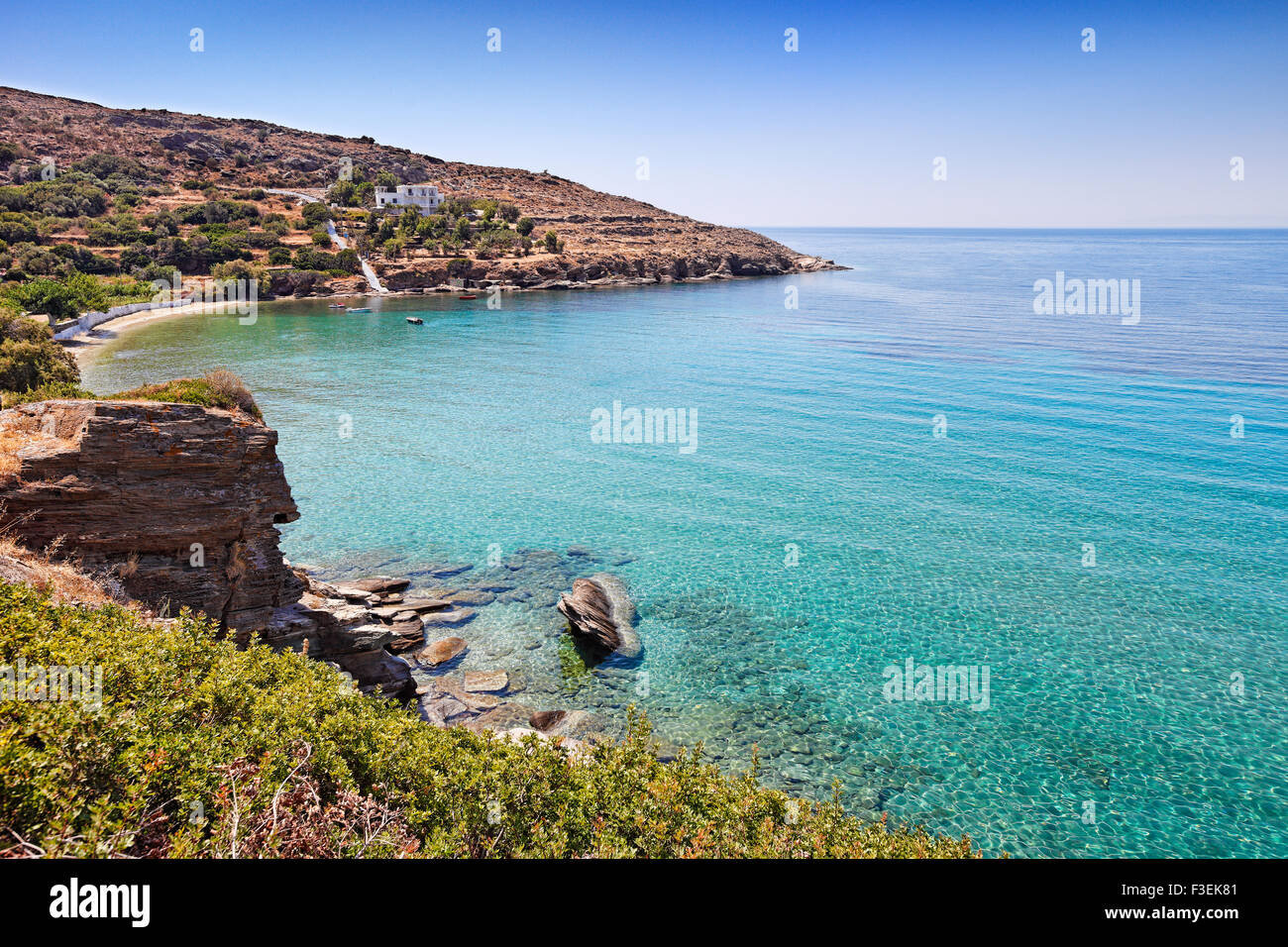 Agia Marina beach in Andros, Greece Stock Photo