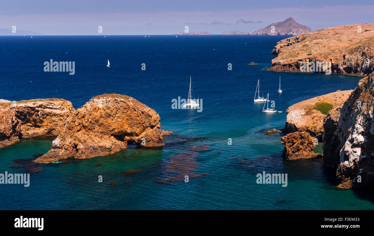 Sailboats at Scorpion Cove, Santa Cruz Island, Channel Islands National ...