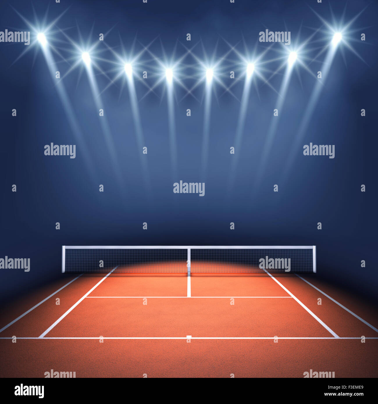 Tennis court and floodlights , Tennis tournament , Tennis court Stock