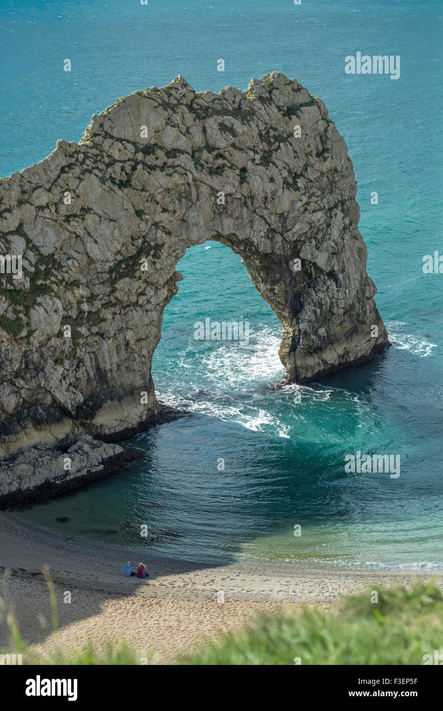 View of Durdle Door, Lulworth, Dorset, UK. Taken on 28th September 2015. Stock Photo