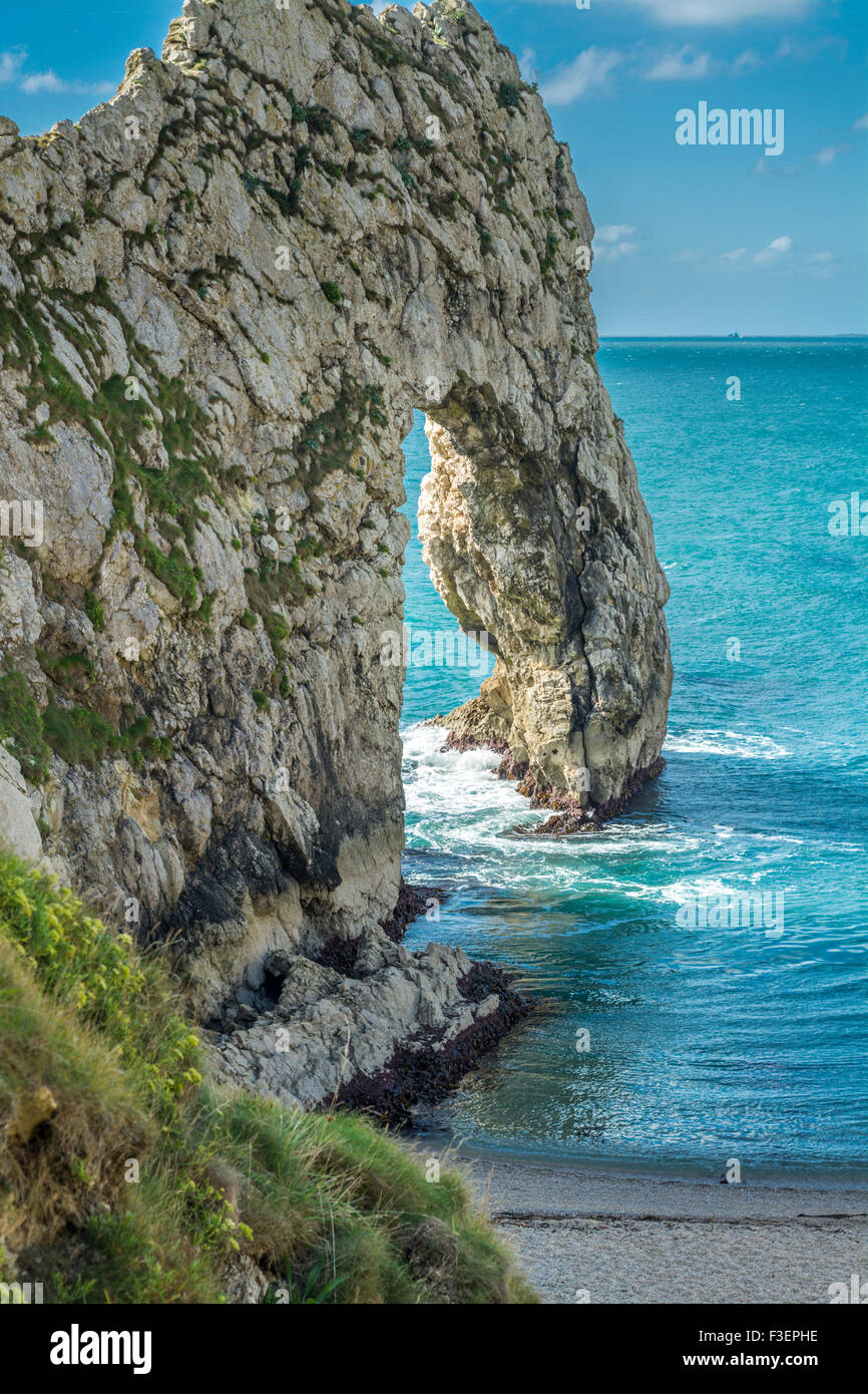 View of Durdle Door, Lulworth, Dorset, UK. Taken on 28th September 2015. Stock Photo