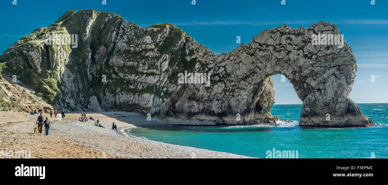 View of Durdle Door, Lulworth, Dorset, UK. Taken on 28th September 2015. Stock Photo