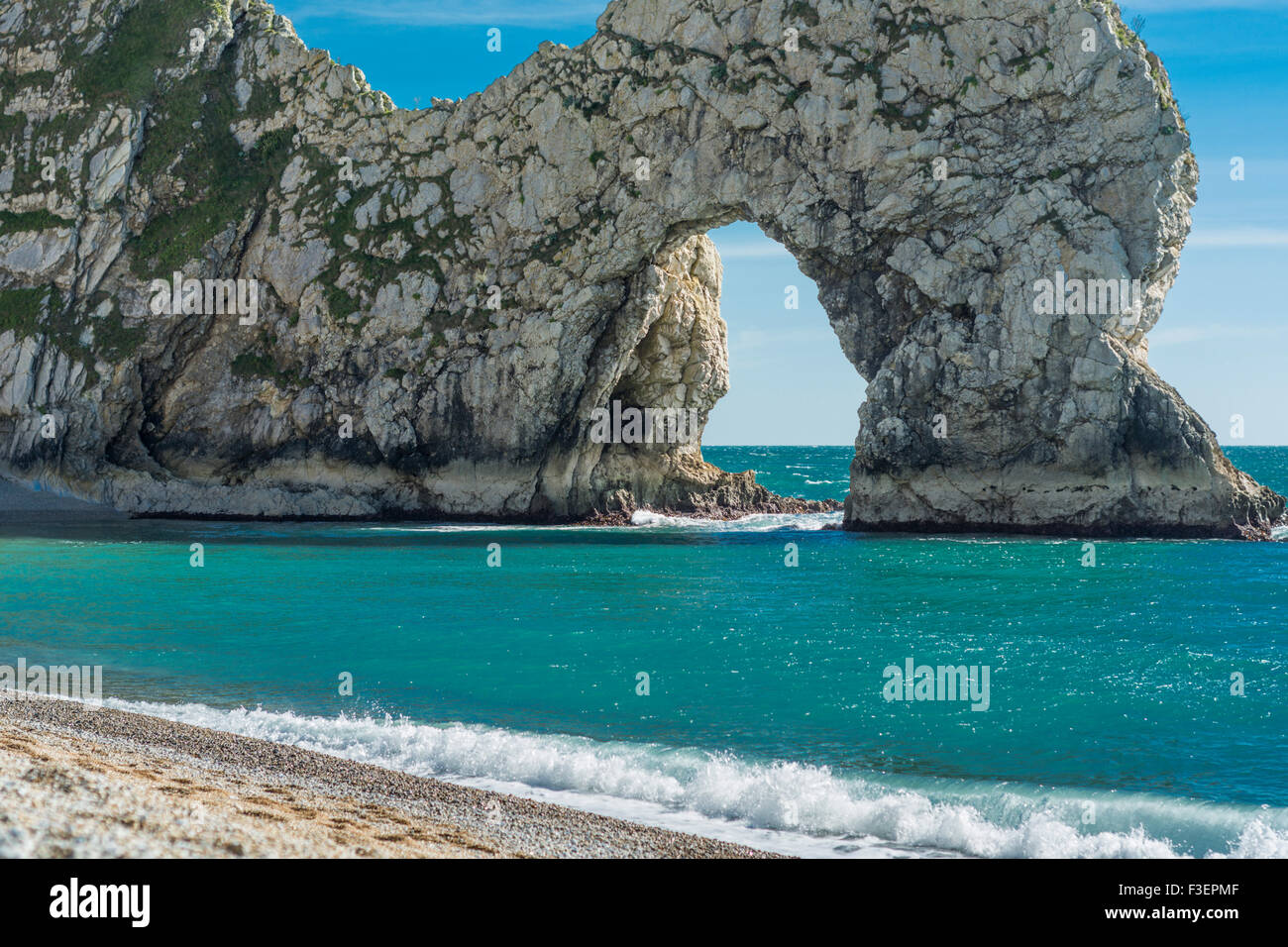 View of Durdle Door, Lulworth, Dorset, UK. Taken on 28th September 2015. Stock Photo