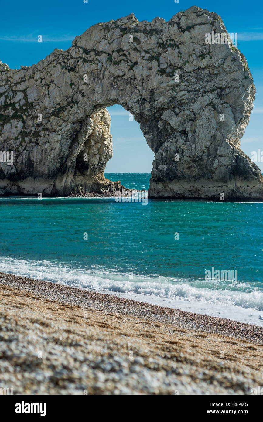 View of Durdle Door, Lulworth, Dorset, UK. Taken on 28th September 2015. Stock Photo