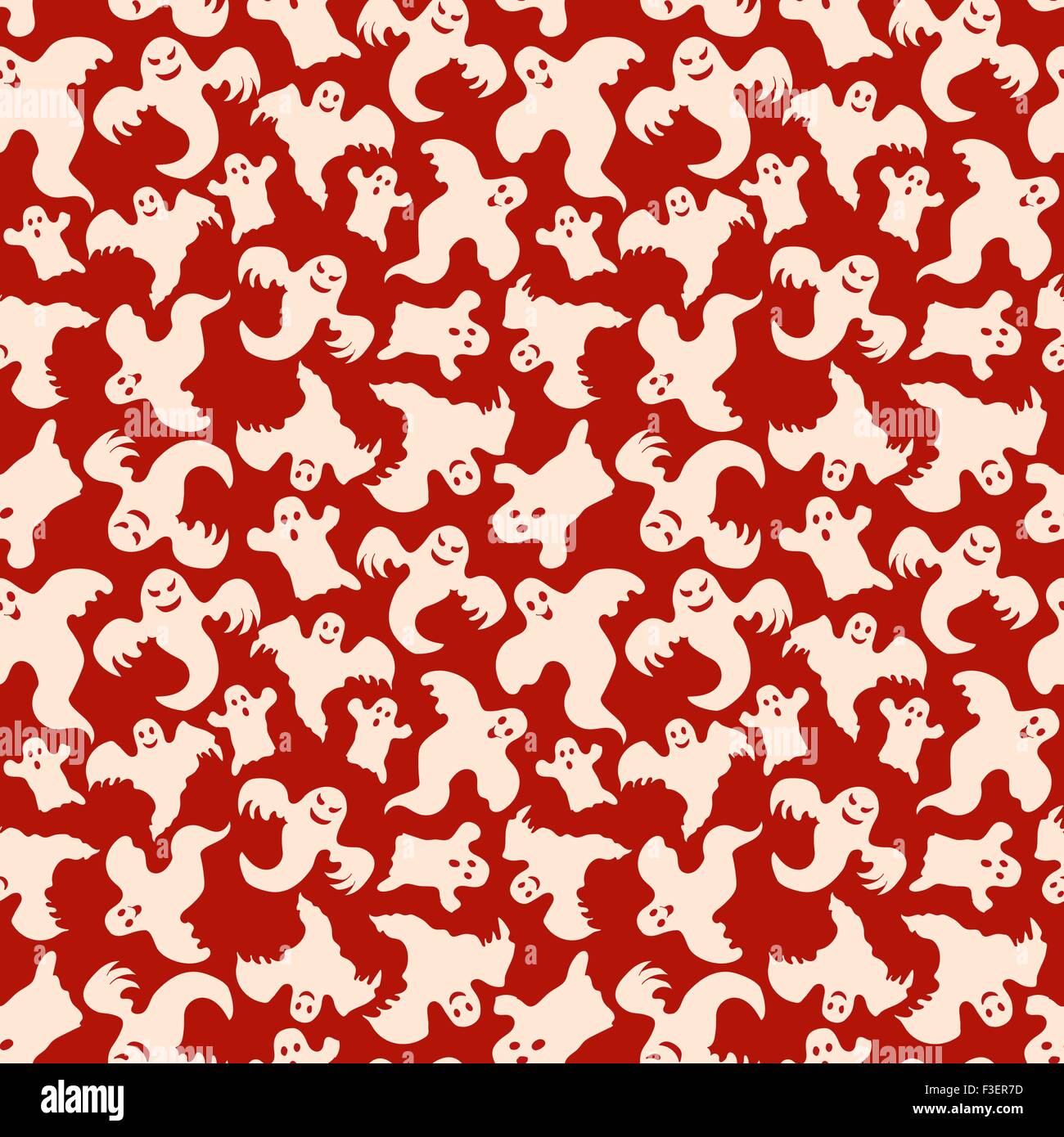 Halloween Ghost Seamless Pattern Red Background Stock Vector Image ...