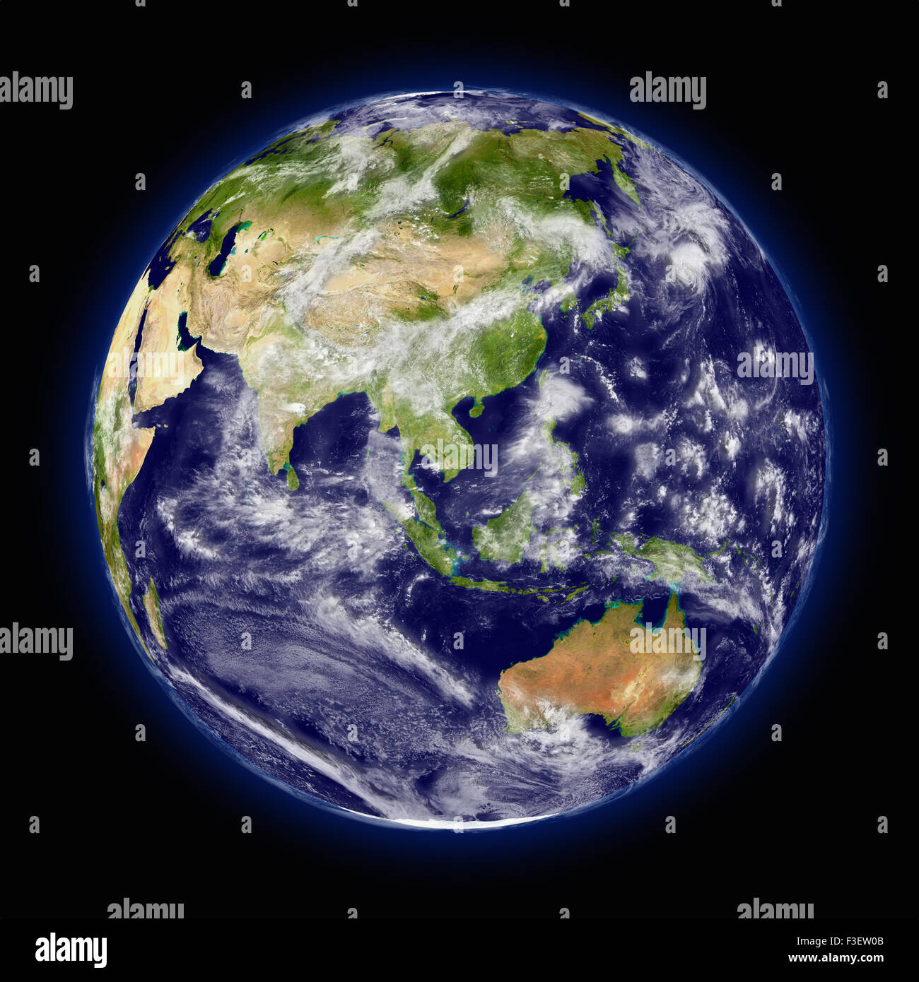 Realistic illustration of Earth as seen from space facing