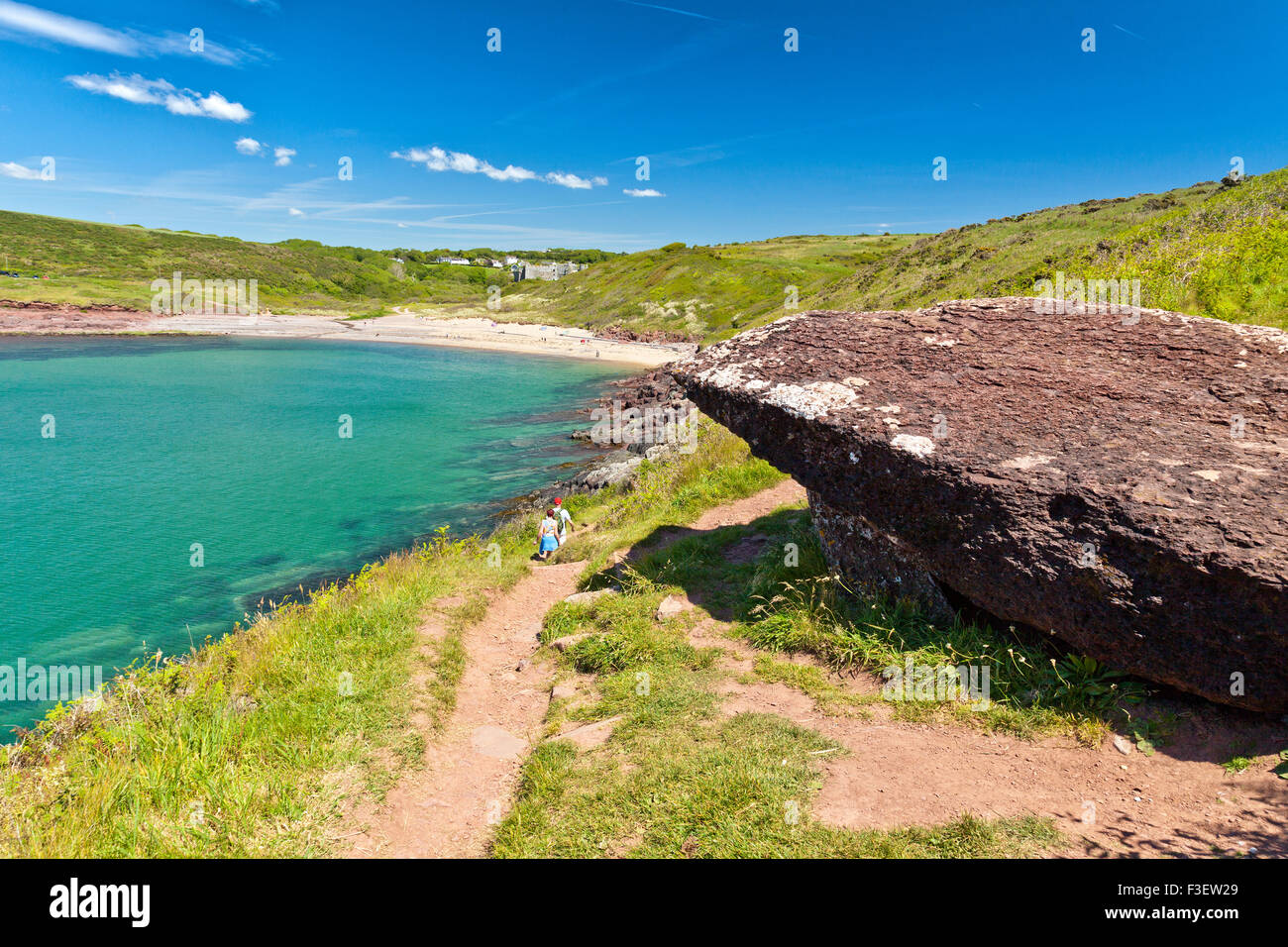 The King's Quoit burial chamber overlooking Manorbier Bay in the ...
