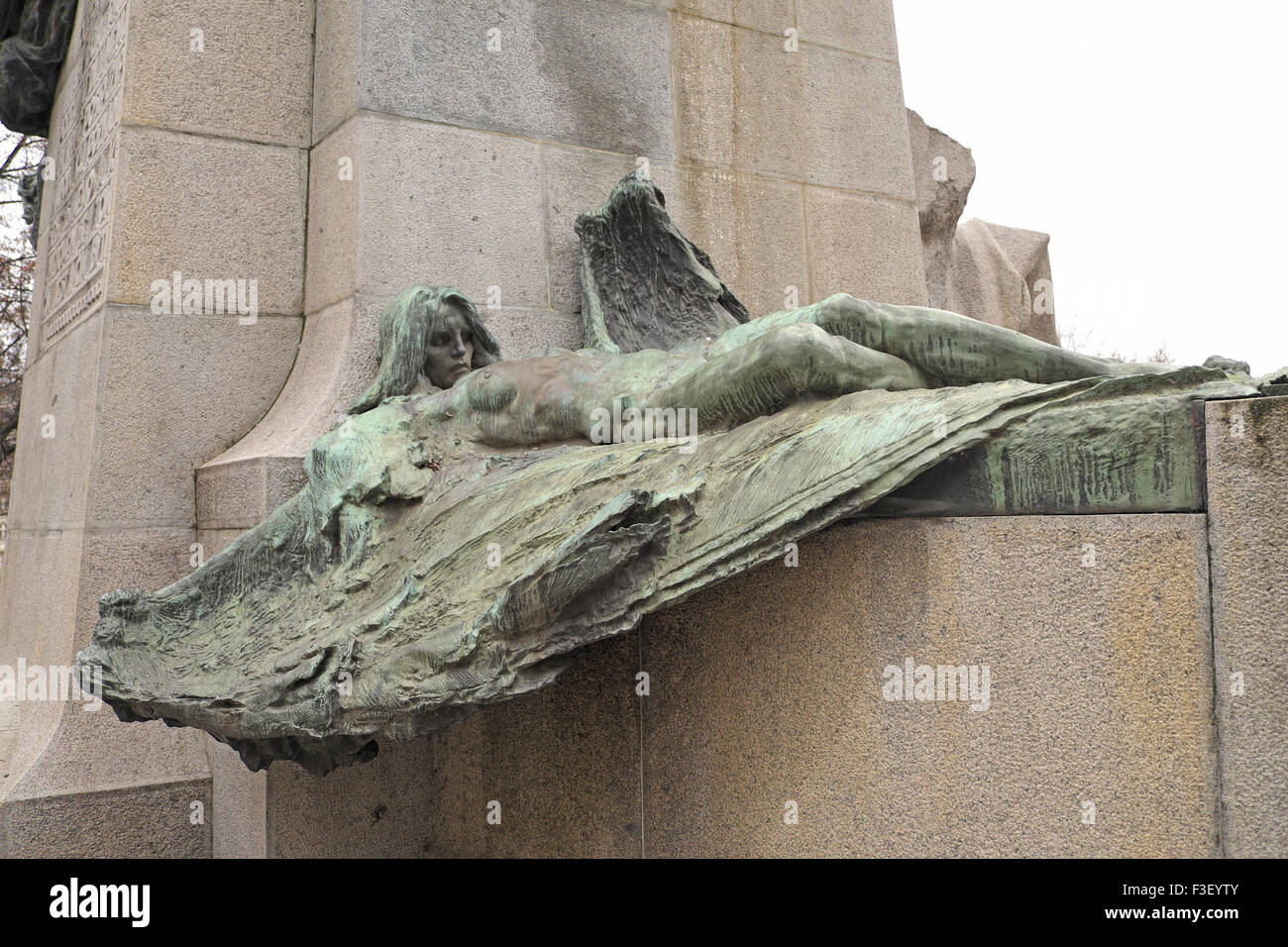 Dead angel, part of the Palacky Monument, Palacky Square, Prague, Czech Republic. Stock Photo