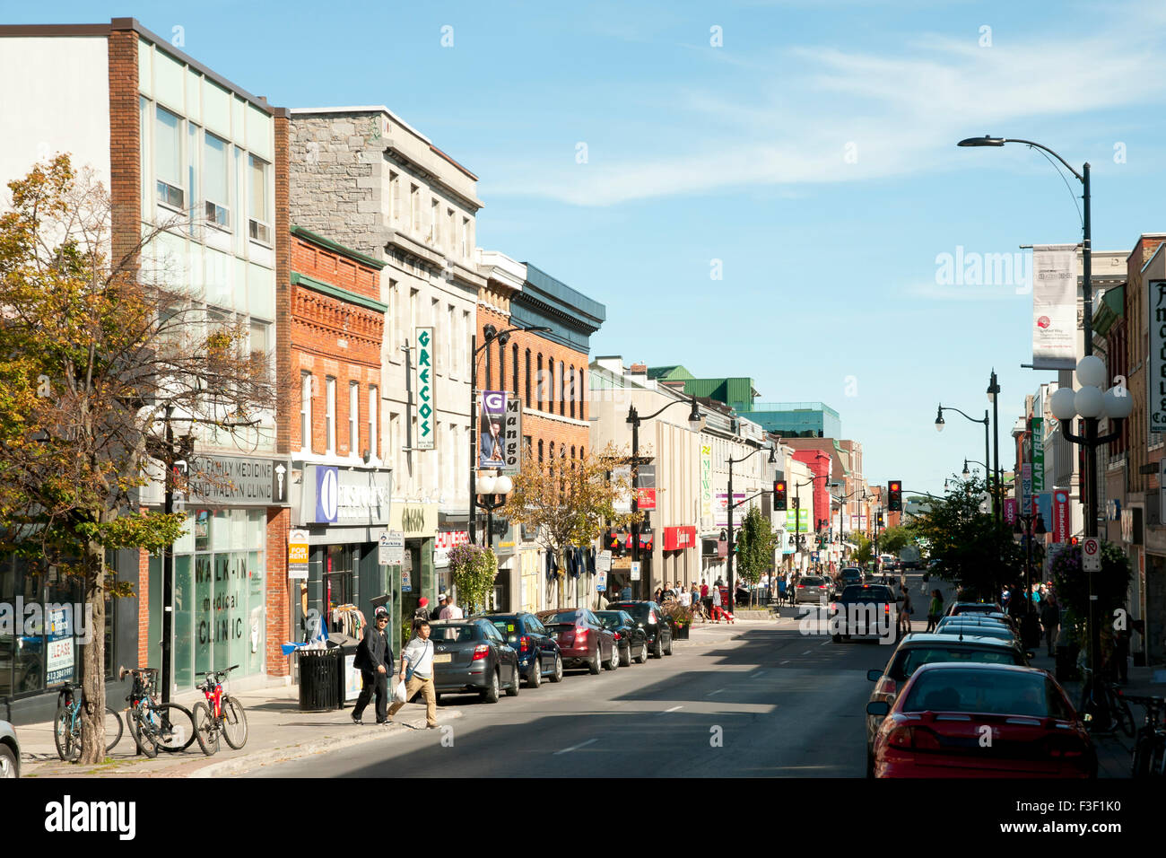 City scene on Princess street which is the main retail street of downtown Kingston Stock Photo