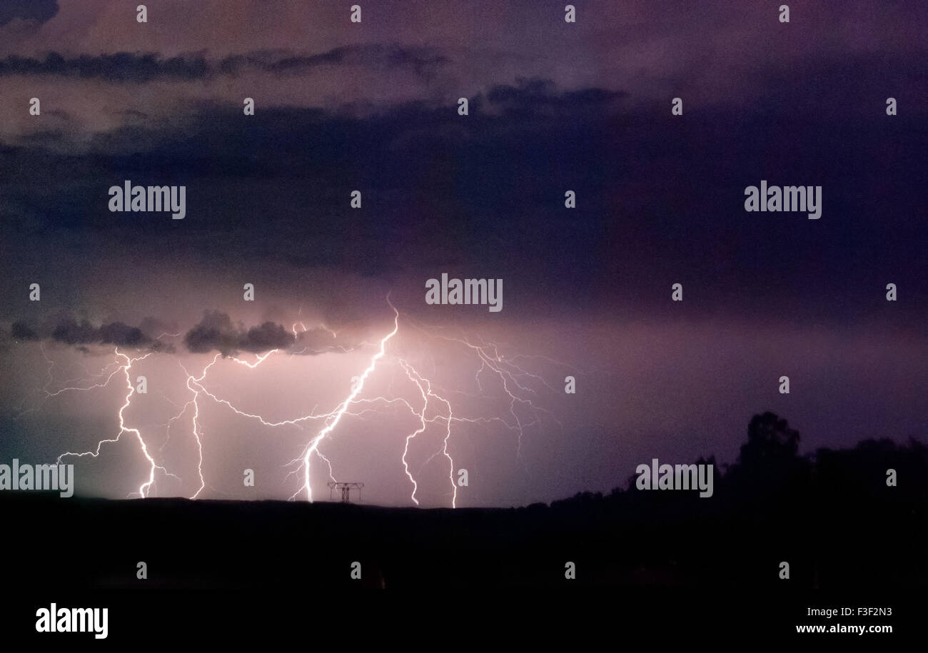 Multiple strikes of cloud to ground lightning Stock Photo Alamy