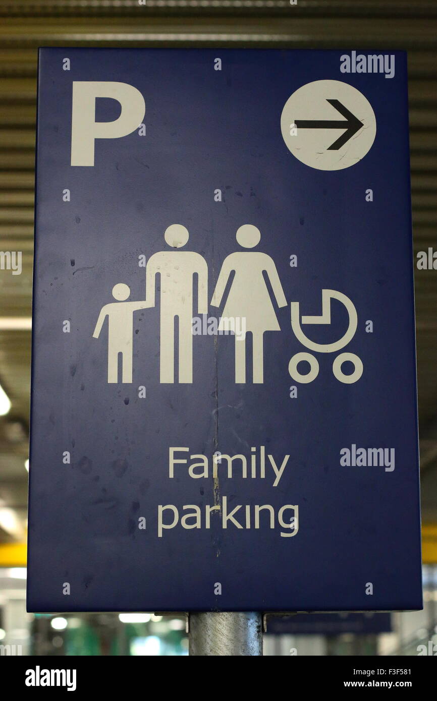 Family Parking Signboard Stock Photo