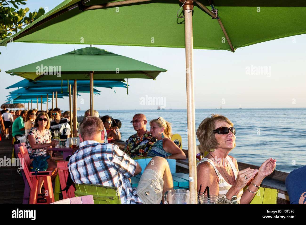 Florida keys key west sunset pier restaurant hires stock photography