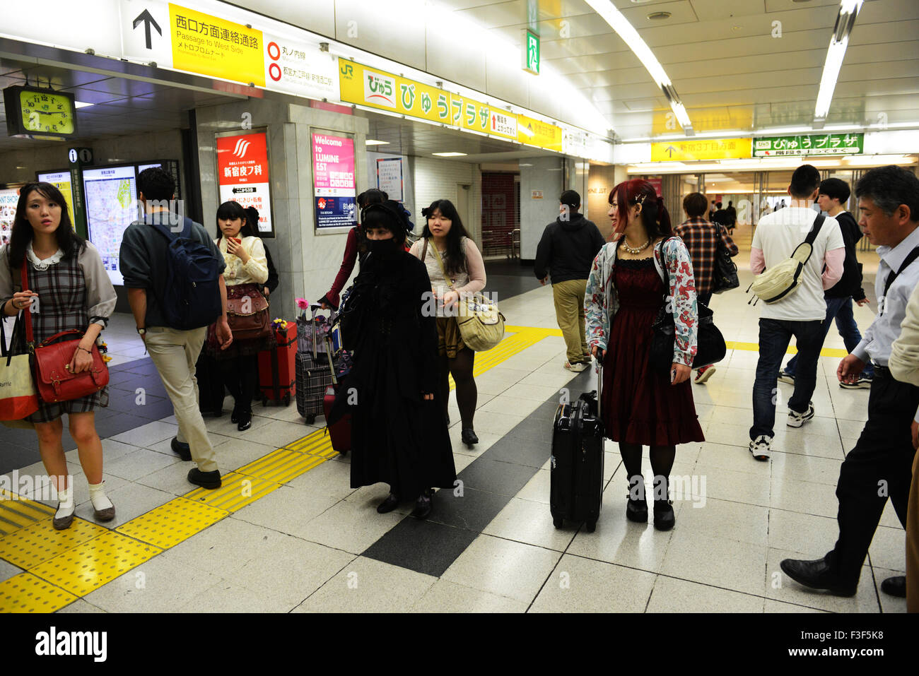 Japanese Teenage Girls Collage Students With Their Luggage On Their Way To Change Their Clothing Into A Cosplay Outfit Stock Photo Alamy