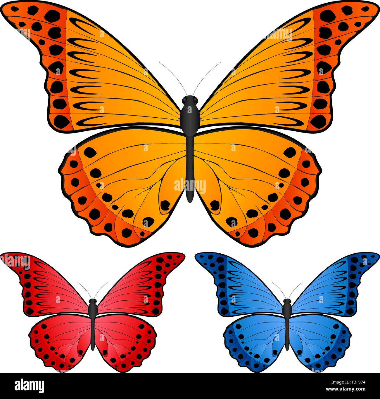 Butterfly set isolated on white background, Vector illustration Stock ...