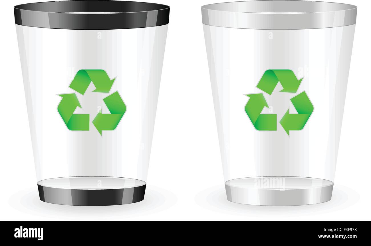 Two recycle bin on white background. Vector illustration Stock Vector