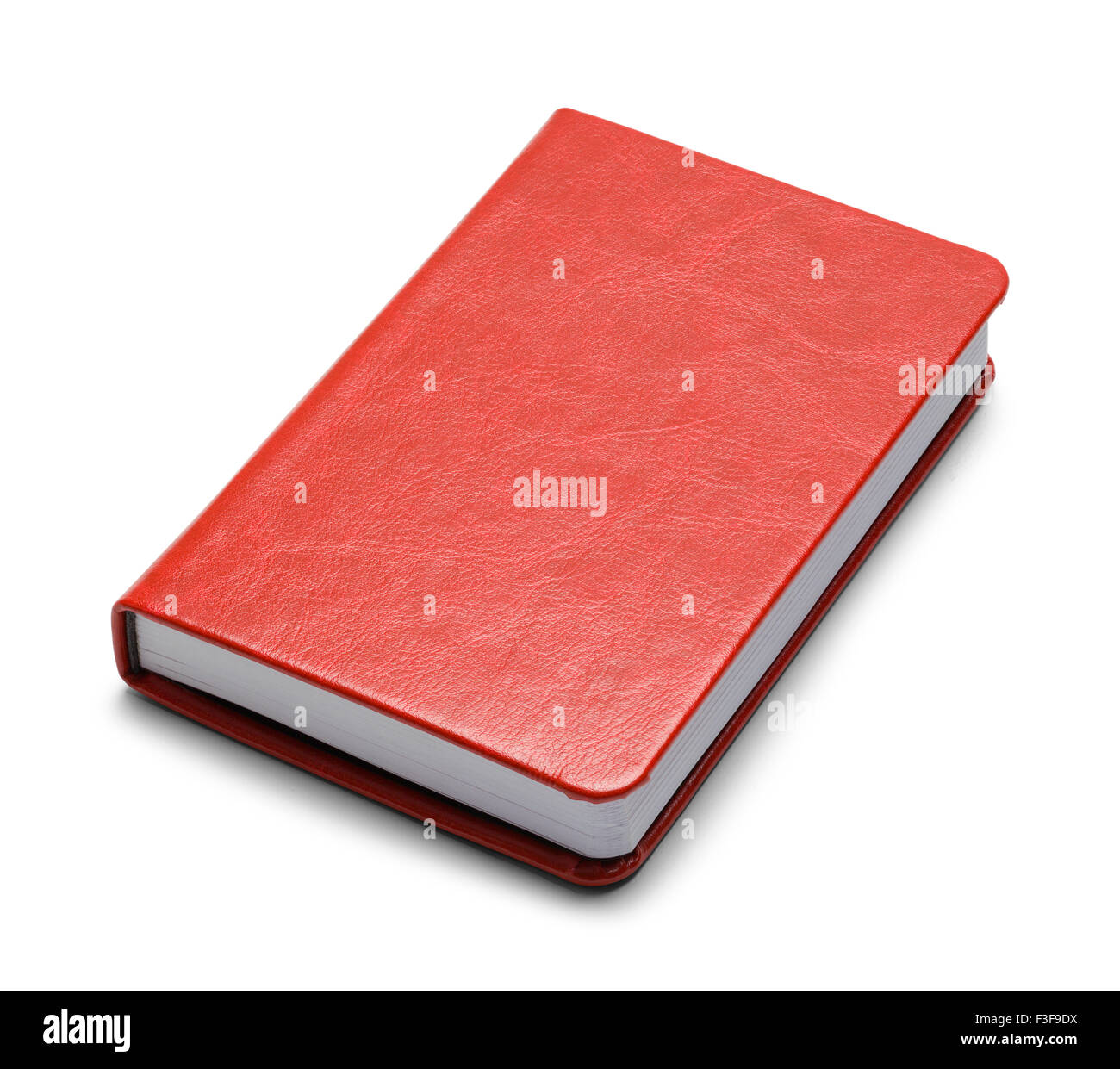 Closed Red Book With Copy Space Isolated on White Background. Stock Photo