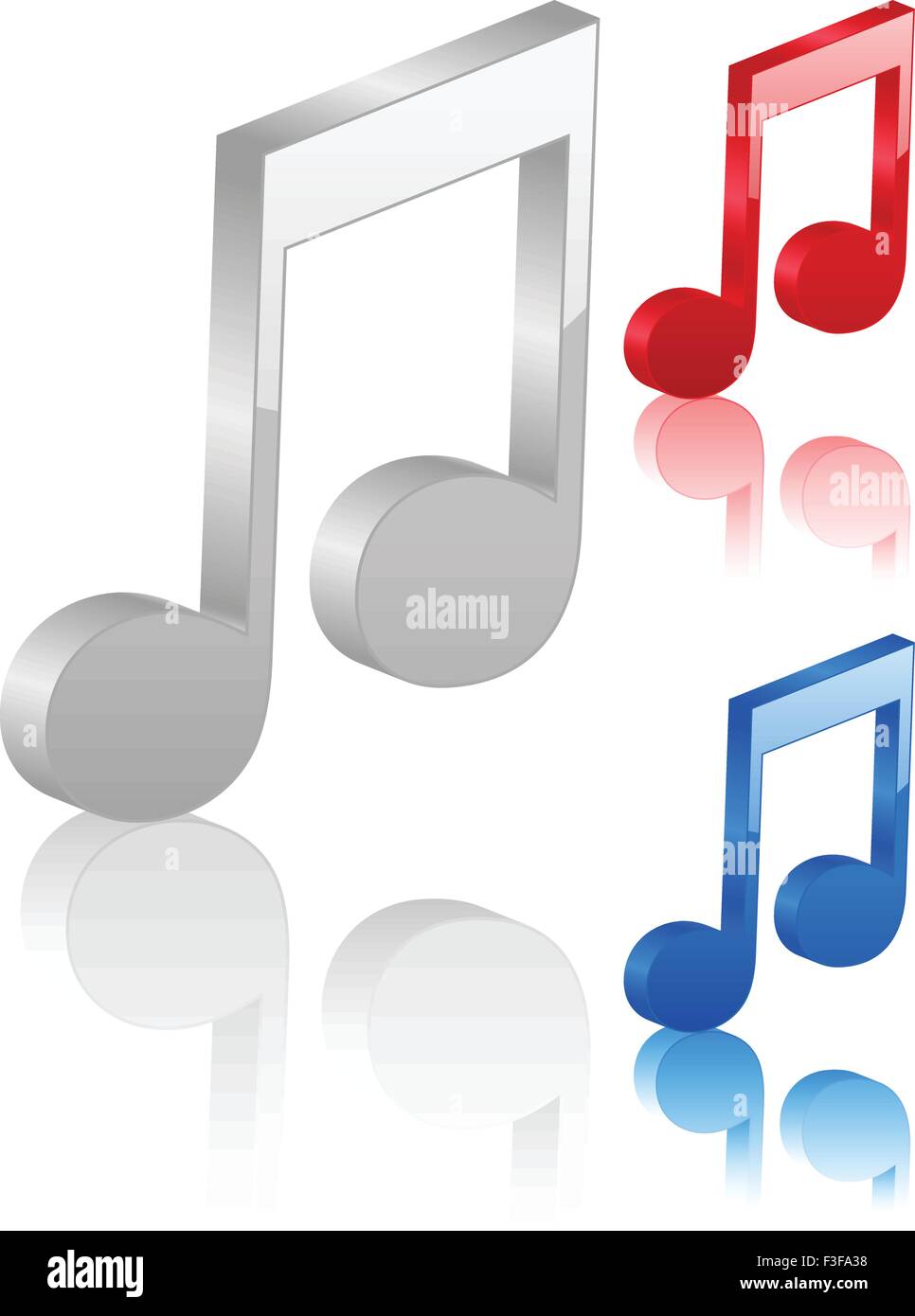 3D music note symbol. Vector illustration. Stock Vector