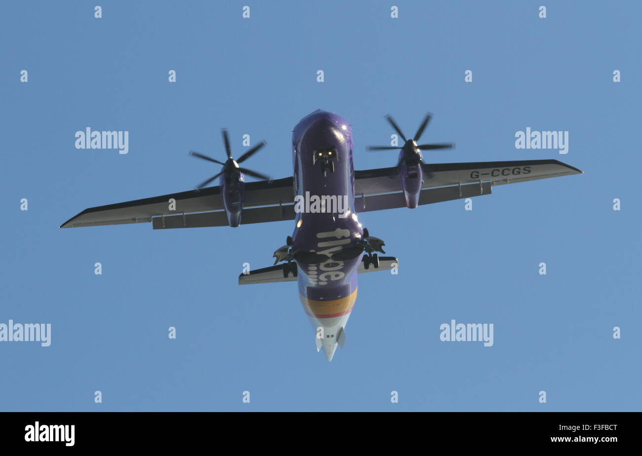 Flybe Dornier 328 on approach to Dundee airport Scotland  October 2015 Stock Photo