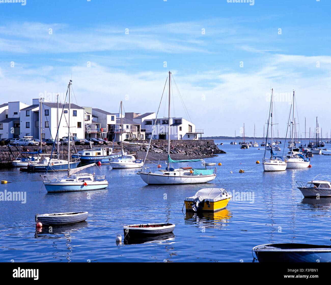 Traditional fishing boats and yachts in the harbour, Porthmadog