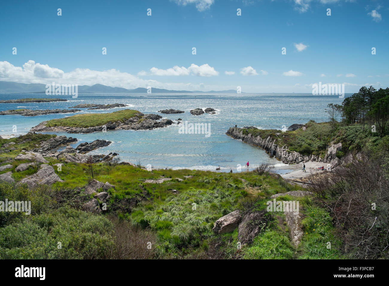 White Bay beach, panoramic coastal road Ring of Kerry, County Kerry, Ireland Stock Photo