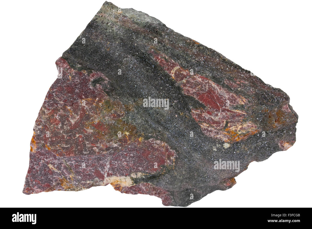 Chert (jasper) and iron ore (sedimentary exhalative) Stock Photo