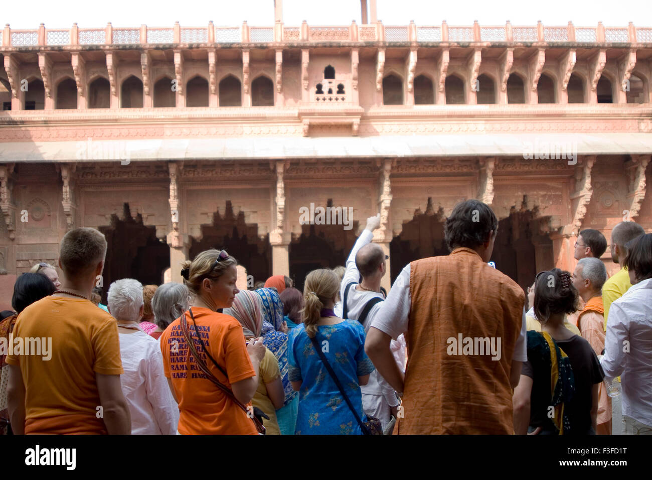 Foreigner tourist in Red Fort ; Agra ; Uttar Pradesh ; India Stock Photo