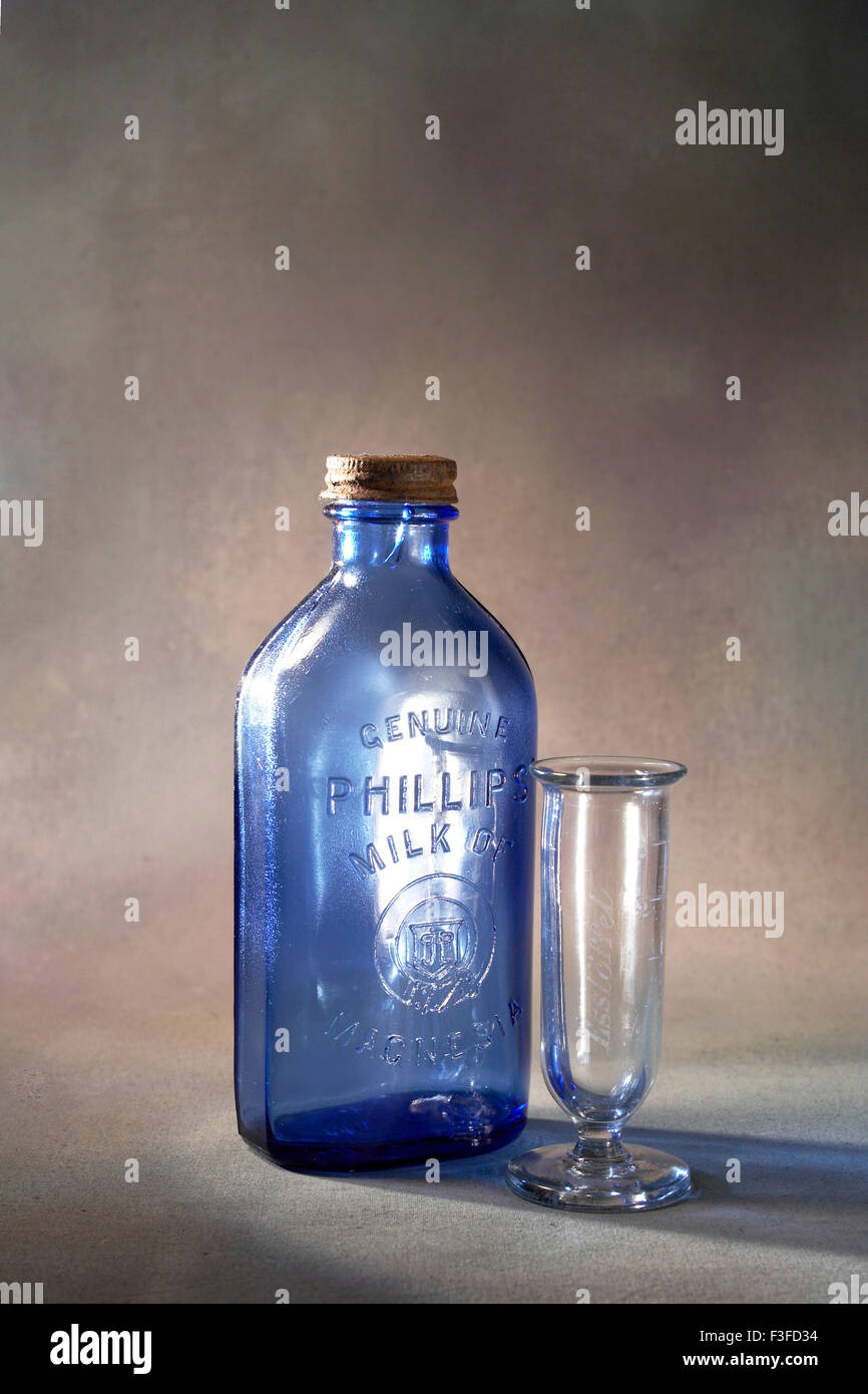 Art classic glass works bottle with abstract background Stock Photo