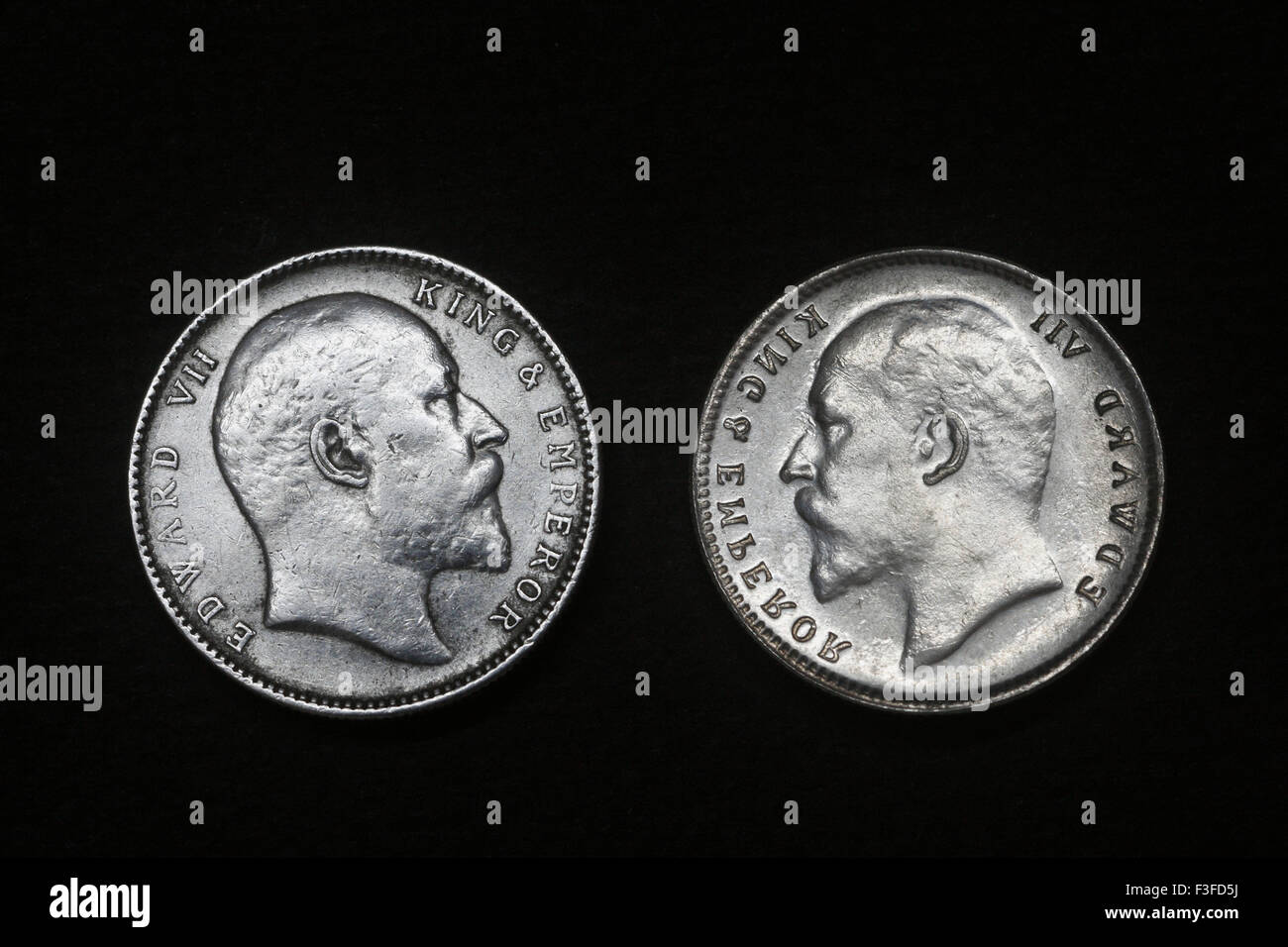 Coinage ; India coinage ; Edward VII king and emperor on coin Stock Photo