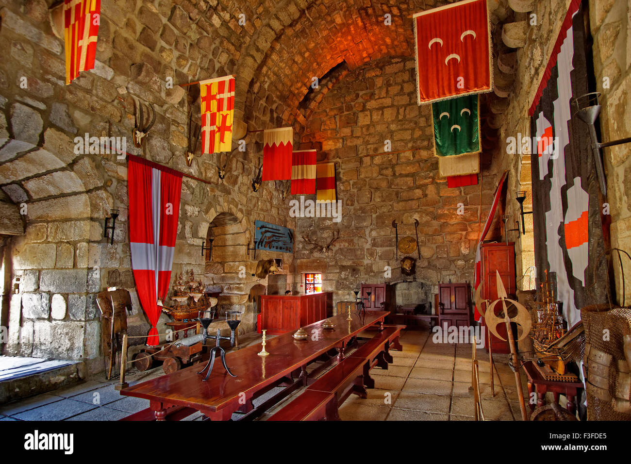 Interior of the English Tower at the castle of St. Peter's, Bodrum, Mugla, Turkey. The tower was home to the English knights. Stock Photo