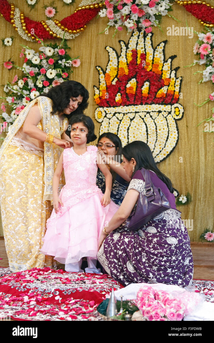 Ladies Dressing Navjot girl ; Ritual ; Parsi Navjot a thread ceremony