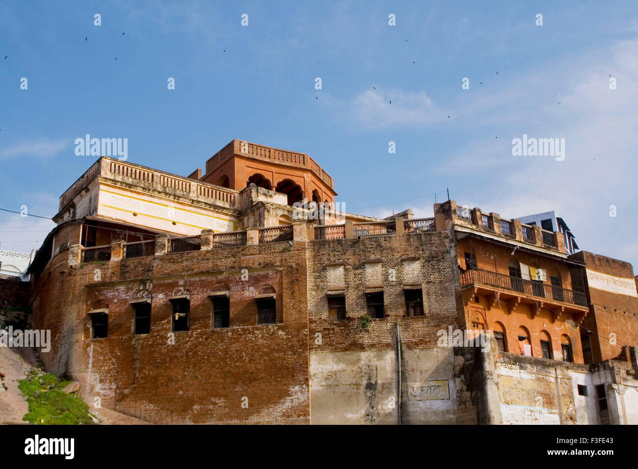 Meer ghat udasin Sanskrit vidyalaya school of Varanasi ; Uttar Pradesh ; India Stock Photo