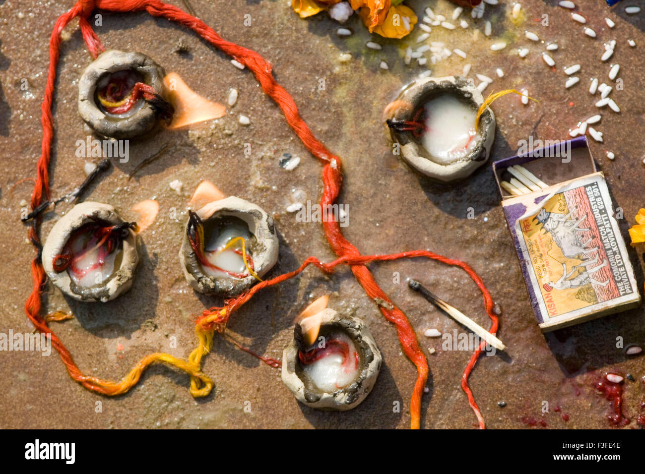 Match box diya of clay worshipping with Hindu customs in Diwali