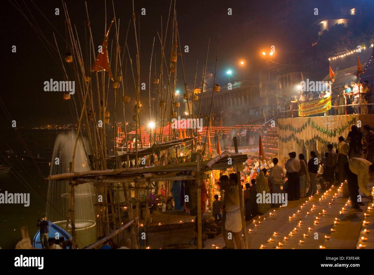 Dev diwali celebration at ghat of Varanasi ; Uttar Pradesh ; India