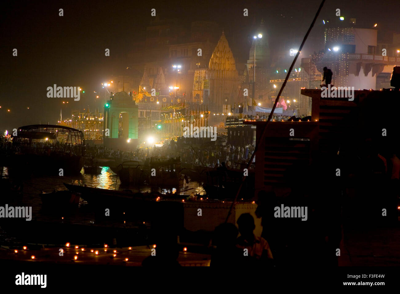 Dev diwali festival celebration at ghat ; Varanasi ; Uttar Pradesh