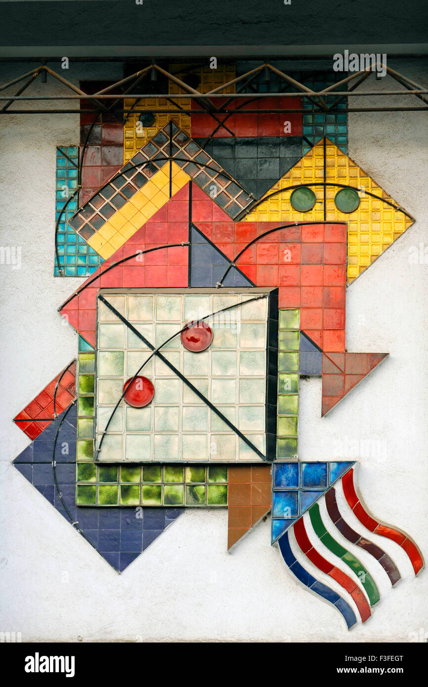 mosaic tile art, wall tile art, kite tile art, India, Asia Stock Photo