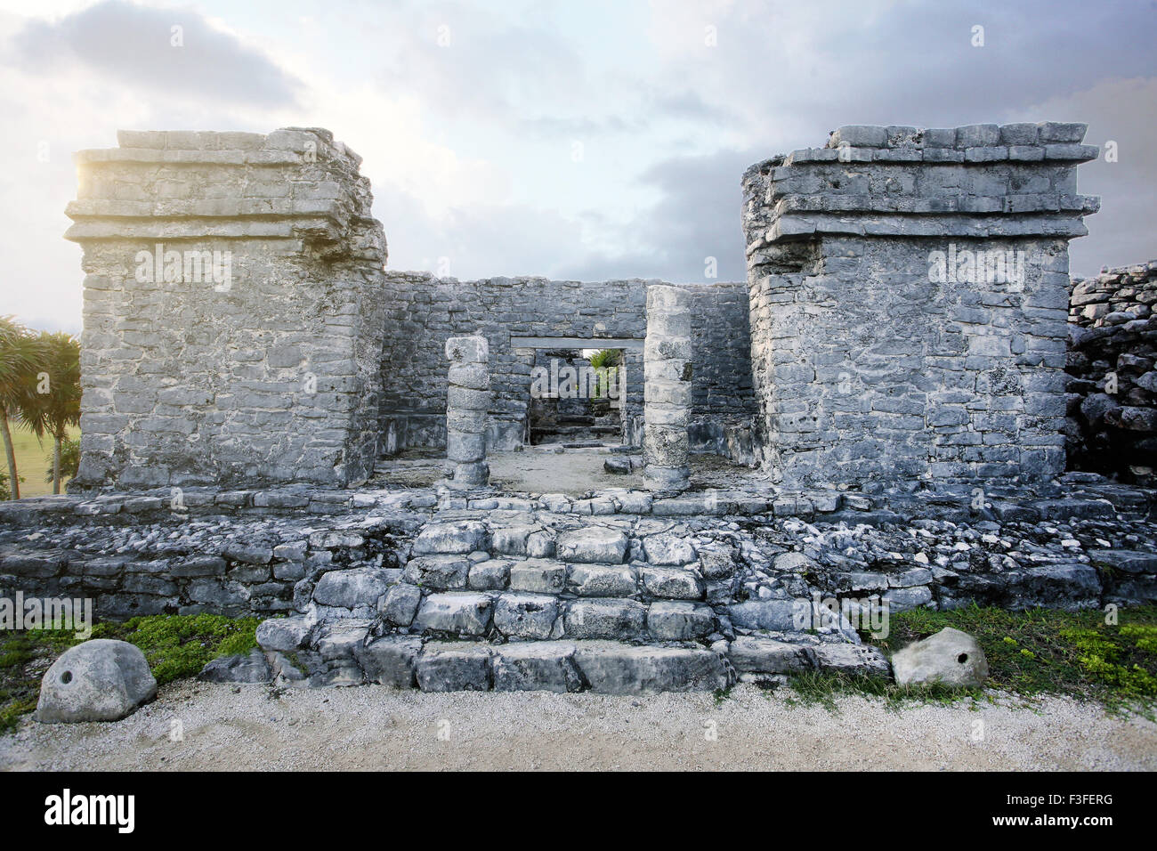 Old mayan civilization monument at Tulum, Yucatan, South America Stock