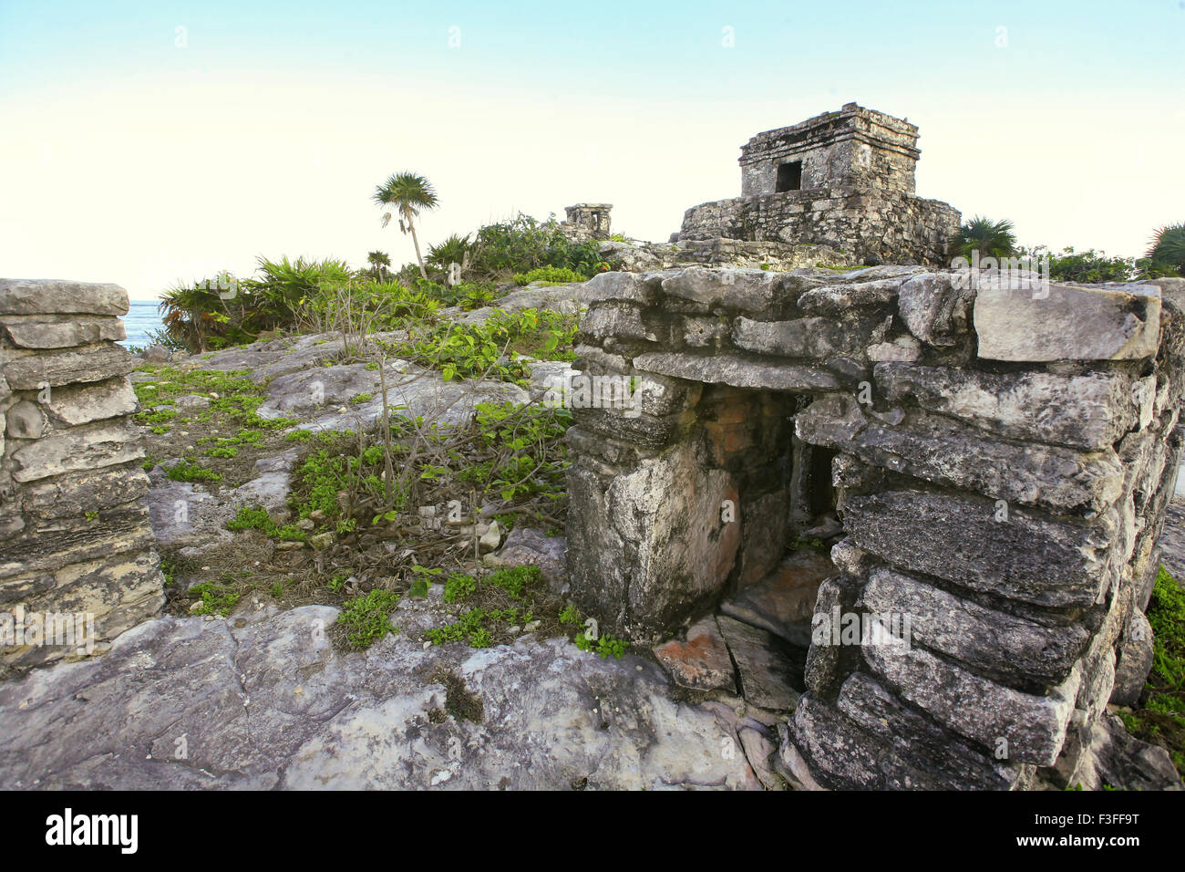 Old mayan civilization monument at Tulum, Yucatan, South America Stock