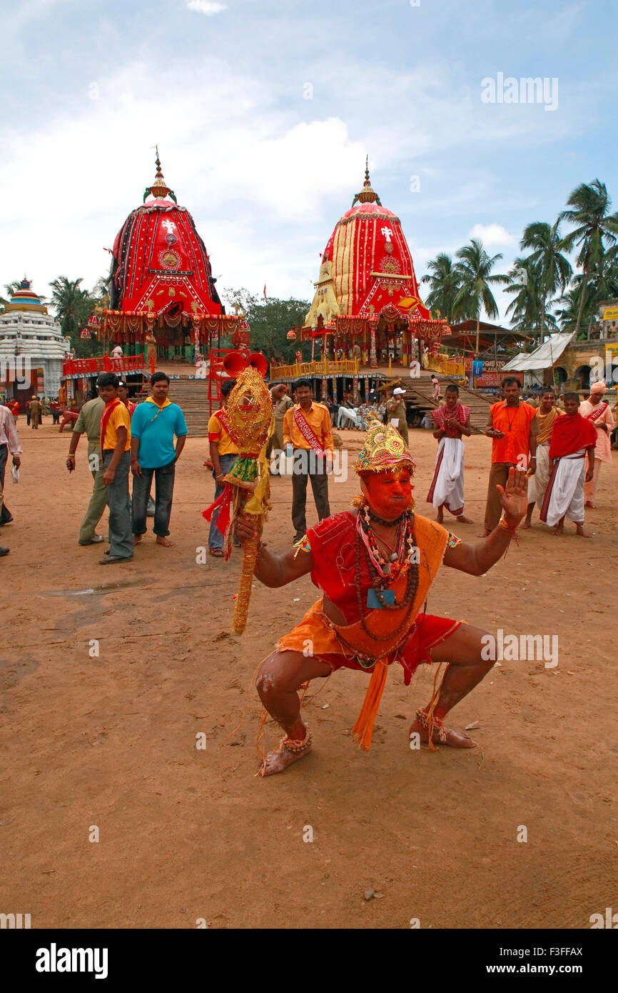 Man performing as Hanuman in Rath yatra or Cart festival of Jagannath ...
