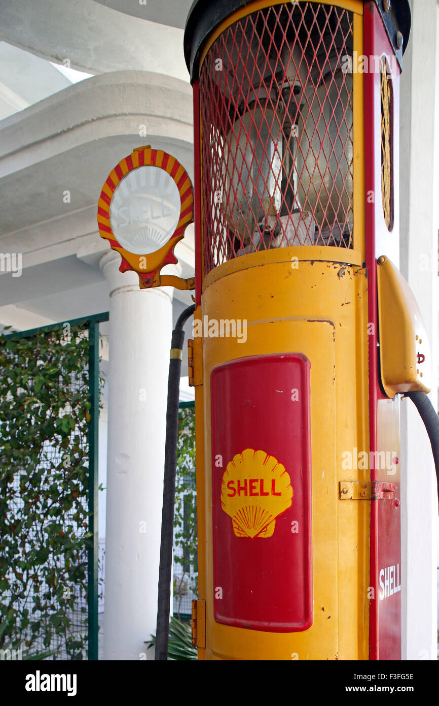 Old Shell petrol pump, Maharaja vintage collection, Udaipur, Rajasthan, India, Asia Stock Photo