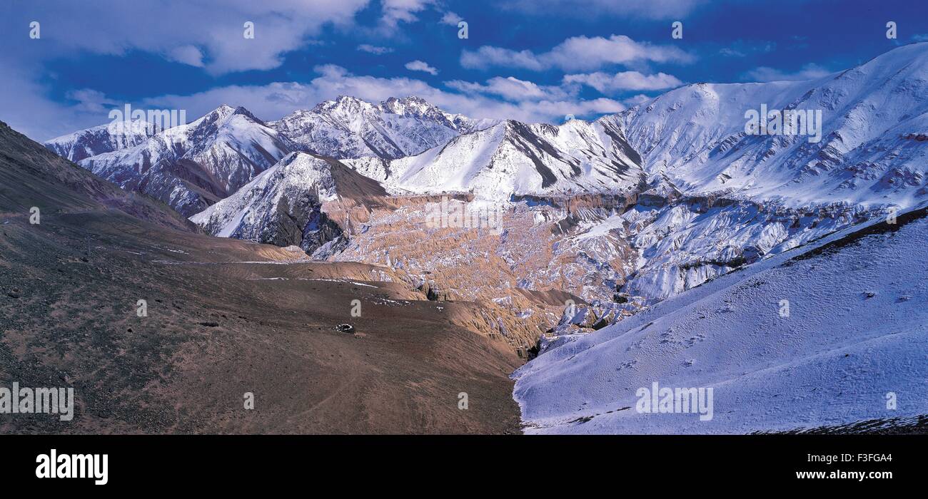 Himalayas mountain ; himalaya mountains ; himalayan landscape ; Ladakh ; Kashmir ; India ; Asia ; Asian ; Indian Stock Photo